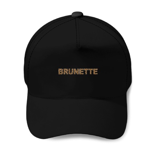 Brunette Leopard Print Bold Text Baseball Caps