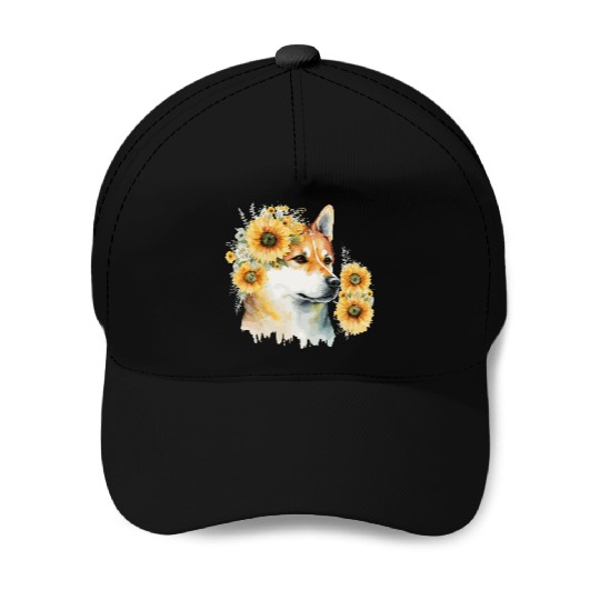 Cute Shiba Inu Sunflower Dog Breed Pet Puppy Baseball Caps