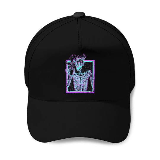Distressed Synthwave eleton Vaporwave Smiling Baseball Caps