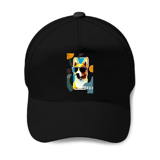 cute puppy with flowers Baseball Caps