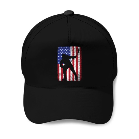 Patriotic Ice Hockey 4th of July USA American Flag Baseball Caps