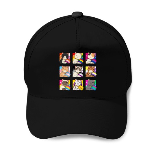 LGBTQ+ Pride Cats Baseball Caps
