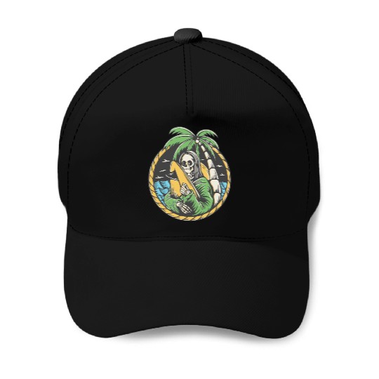 MONALISA SKULL IN THE BEACH Baseball Caps