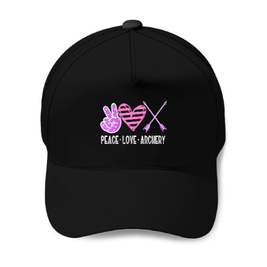 PEACE LOVE ARCHERY Bow & Arrow Shooting n Girls Baseball Caps