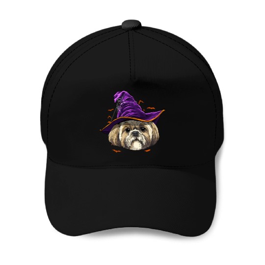 Shih Tzu Witch Halloween Dog Baseball Caps