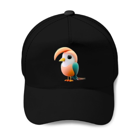 Cute Bird of Paradise 3D Render Baseball Caps