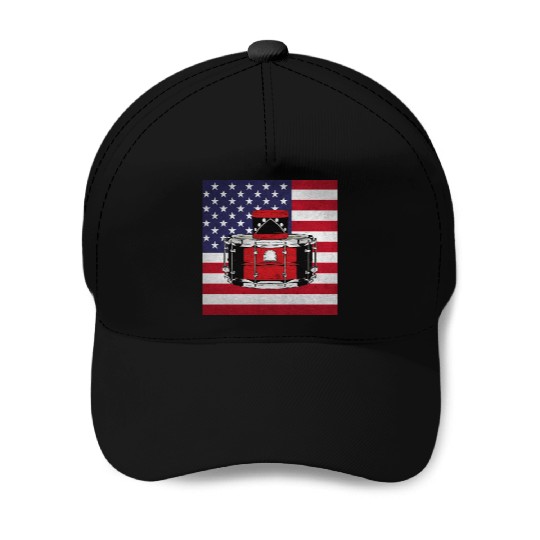 Drumming Drummer Us Flag Baseball Caps