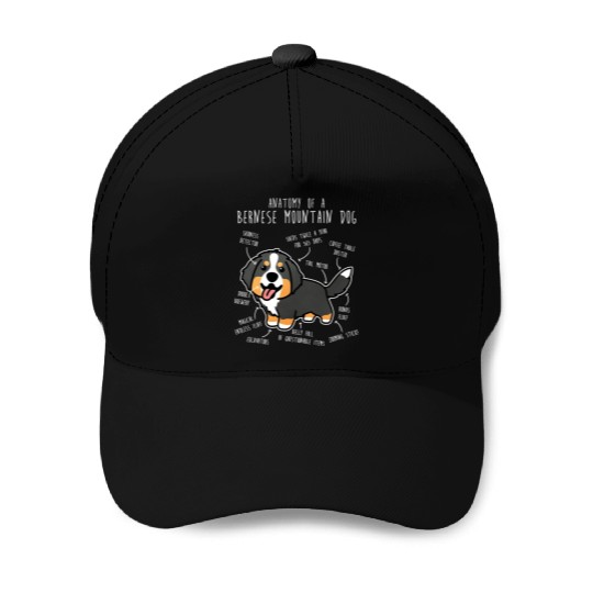 Bernese Mountain Dog Anatomy Baseball Caps