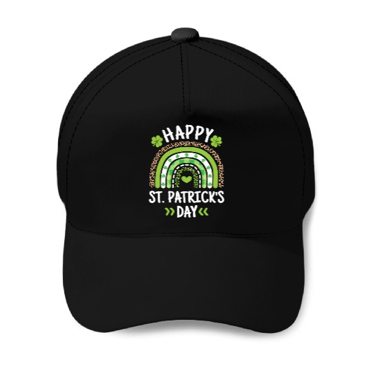 Happy St Patric Day Leopard Print Rainbow Baseball Caps