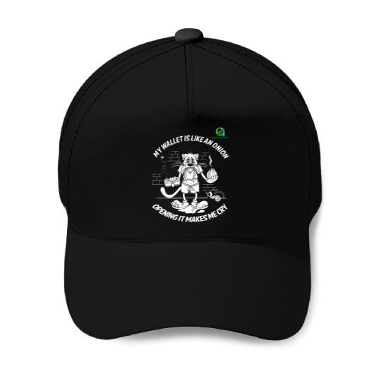 Financial Humor Baseball Caps: Crying Onion Wallet - White