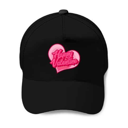 Happy Valentine typography Baseball Caps