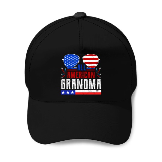 All American Grandma Independence Day US Patriots Baseball Caps
