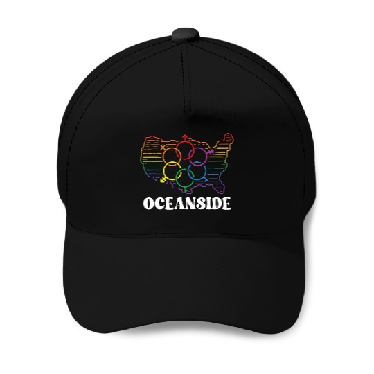 Oceanside Pride Month Pride Flag LGBT Community LG Baseball Caps