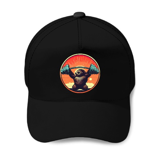 Sloth Dumbbells Fitness Sunset Baseball Caps