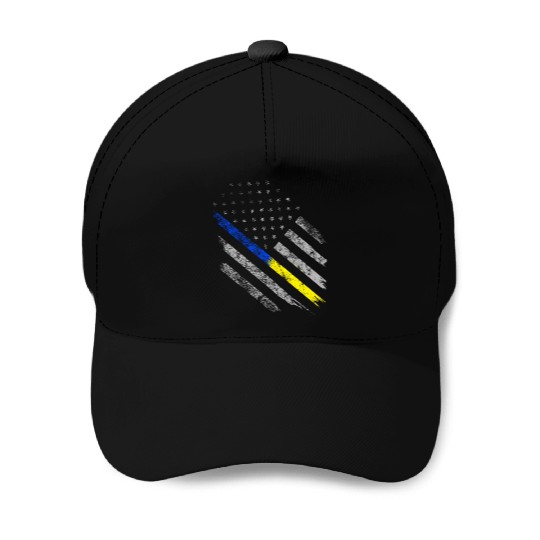 Gold Blue Line 911 Police Dispatcher First Baseball Caps