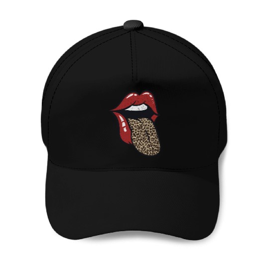 Leopard in Tongue Baseball Caps