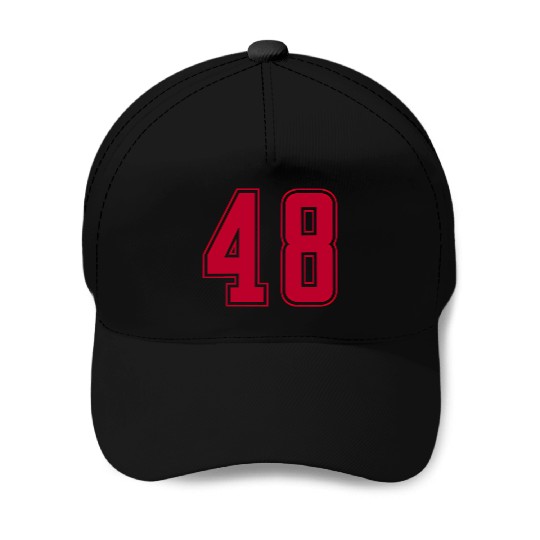 Red Number 48 Team Junior Sports Numbered Baseball Caps