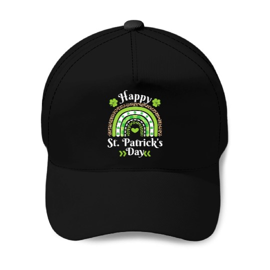 Happy St Patric Day Leopard Print Rainbow Baseball Caps