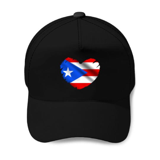 Puerto Rico Flag On Shape Of He Puerto Ricans Baseball Caps