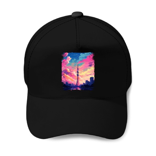 Vaporwave Skytree Tokyo Aesthetic Japanese Sight Baseball Caps