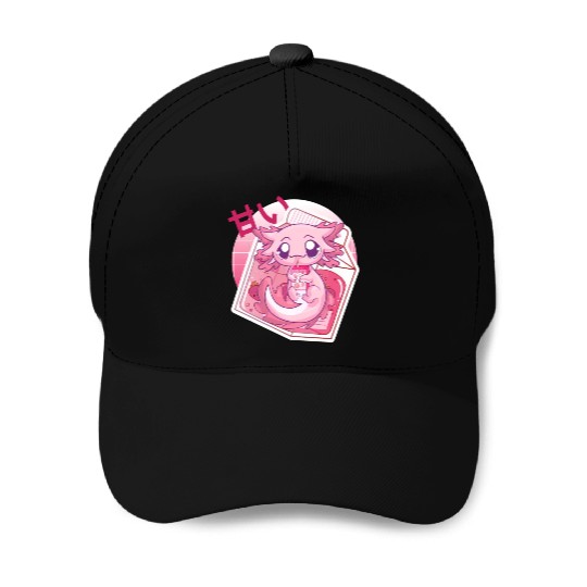 Axolotl Pastel Goth Strawberry Milk Shake Anime Ja Baseball Caps