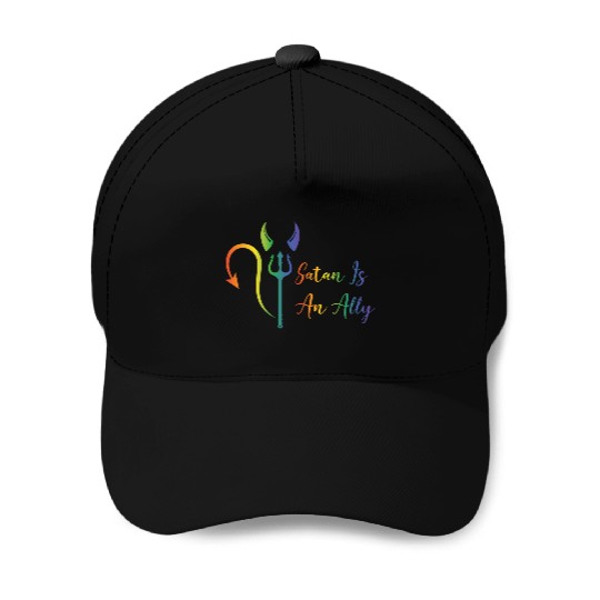 Funny Hail Gay Satan Lgbt Goth Gay Pride Baphomet Baseball Caps
