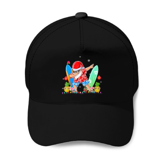 Dabbing Santa Christmas In July Hawaiian Xmas Baseball Caps