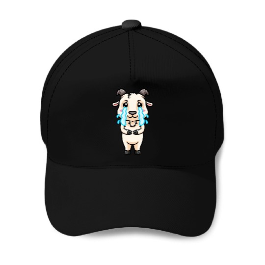 Goat Sad Crying Emoticon Baseball Caps