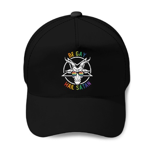 Rainbow Satan Lgbt Goth Gay Pride Baphomet Be Gay Baseball Caps