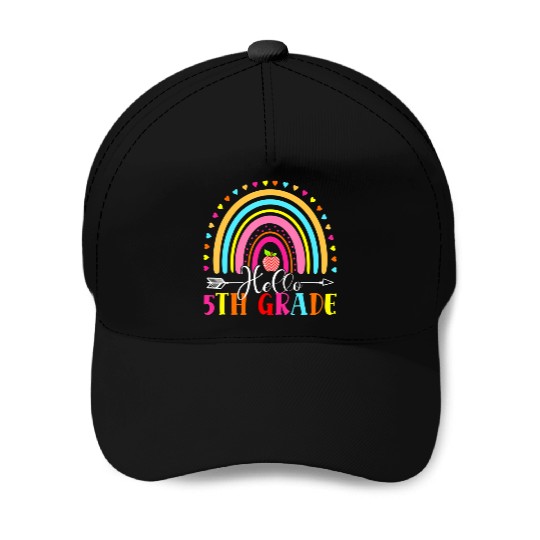 5th Grade Teacher Leopard Rainbow Back To School Baseball Caps