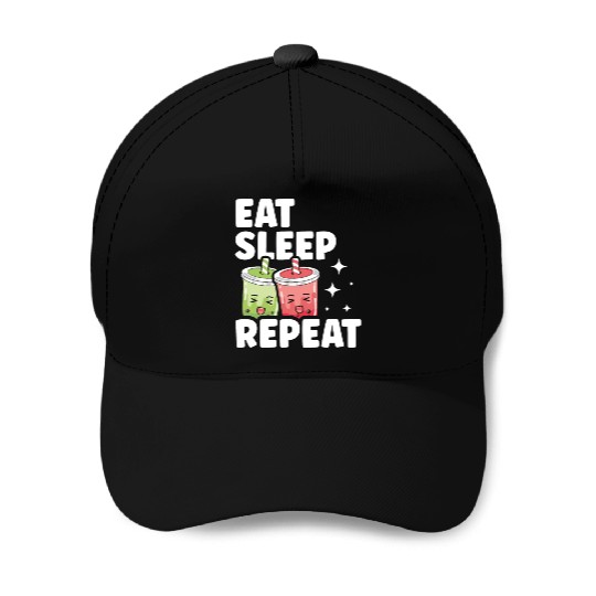 Eat Sleep Boba Tea Repeat Bubble Tea Lover Drinker Baseball Caps