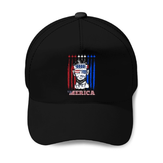 Merica Lincoln Independence Day Party Patriots Baseball Caps