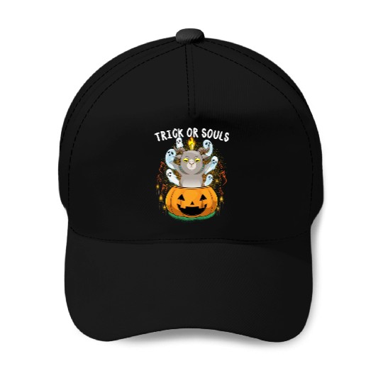 Trick Or Souls Halloween Baphomet Satanic Pumpkin Baseball Caps