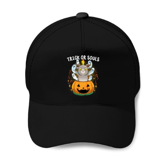 Trick Or Souls Halloween Baphomet Satanic Pumpkin Baseball Caps