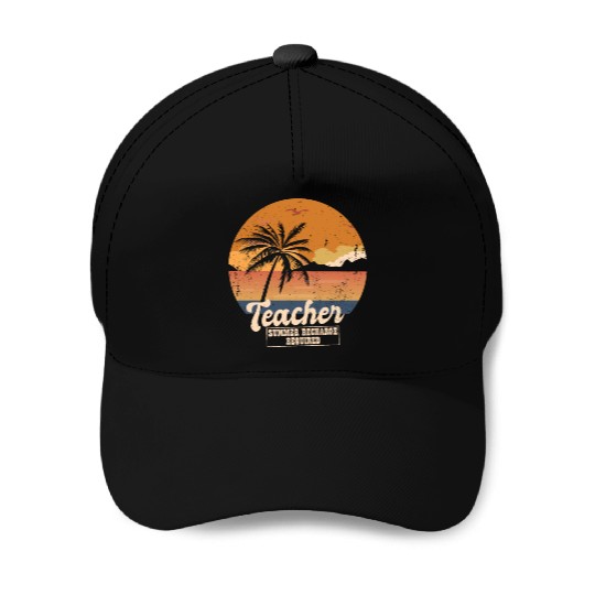 Funny Last Day Of School Teacher Summer Recharge Baseball Caps