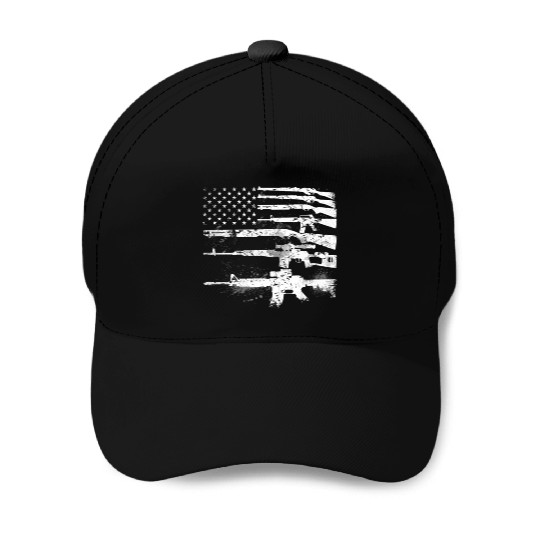 USA American Flag Guns Baseball Caps