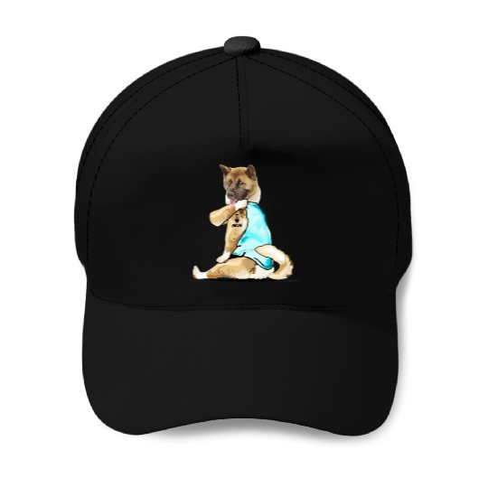 American-Akita Dog I Love Mom Tattoo Baseball Caps