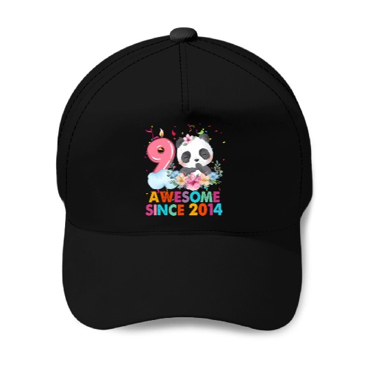 9 Year Old Awesome Since 2014 Panda 9Th Baseball Caps