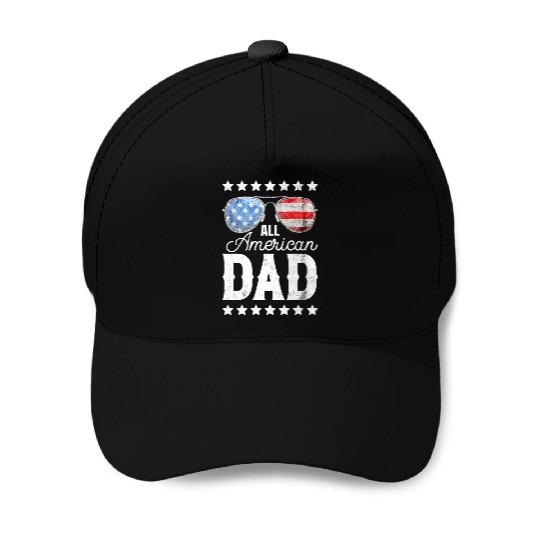 All American Dad 4th of July Father's Day Sunglass Baseball Caps
