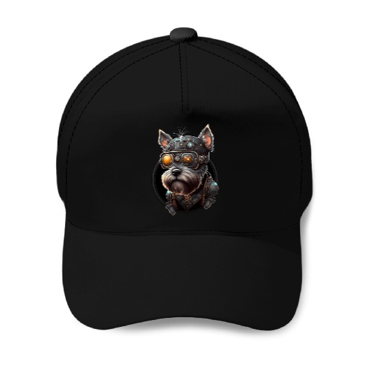 Steampunk Miniature Schnauzer Baseball Caps