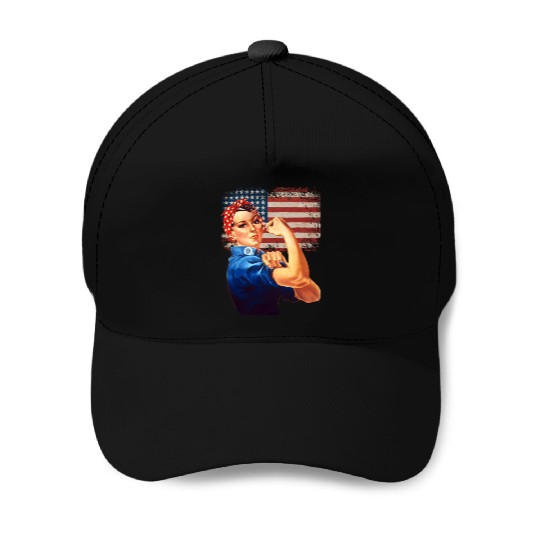Rosie The Riveter American Flag Usa Rosie The Baseball Caps
