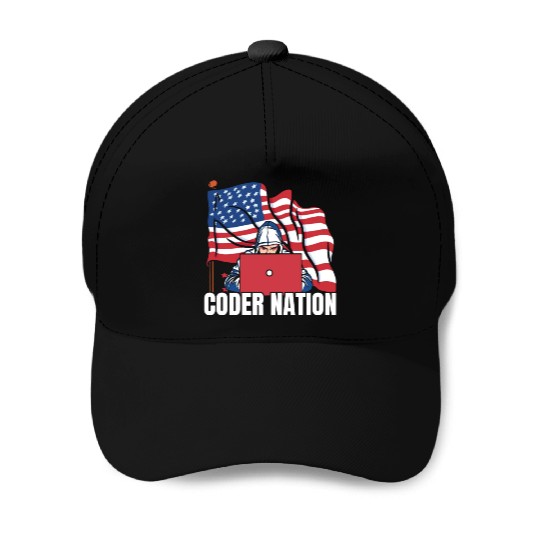 Programmer Coder Us Flag Programming Coding Baseball Caps