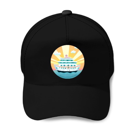 Cruise Ship at Sunset - Dream Voyage Design Baseball Caps