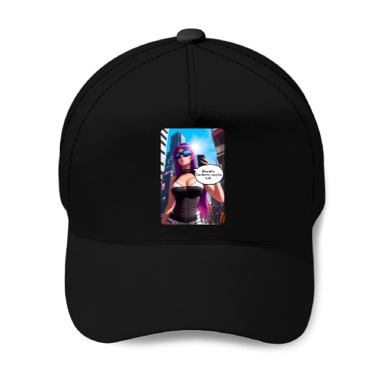 Cyberpunk Waifu Influencer Design 5 Baseball Caps