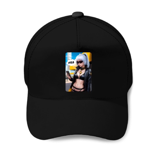 Cyberpunk Waifu Influencer Design 2 Baseball Caps
