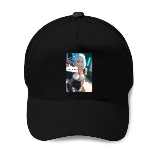 Cyberpunk Waifu Influencer Design 1 Baseball Caps