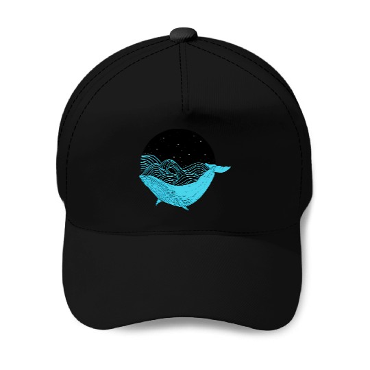 Humpback Whale Midnight Space Whale Baseball Caps