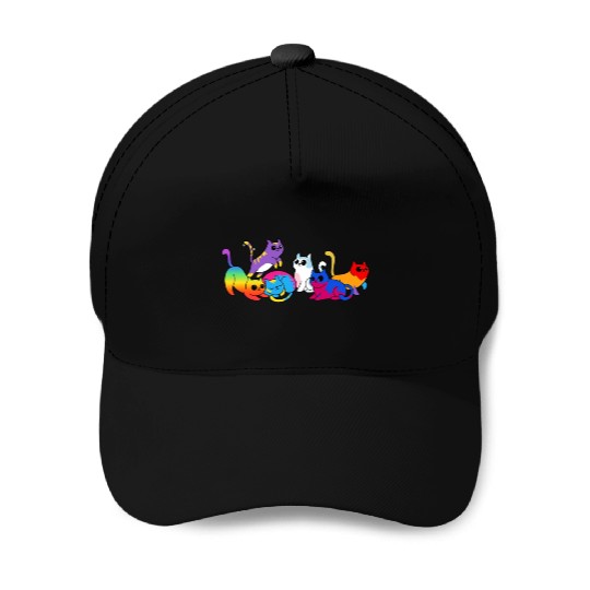Pride Kittens LGBTQIA+ Cats Colorful Cat Baseball Caps