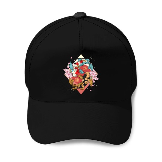 Kawaii Cherry Blossom Koi Fish Japanese Sakura Baseball Caps