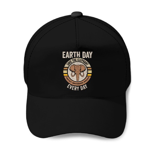 Save The Elephant Protect Endangered Species Earth Baseball Caps